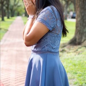 blue lace top dress